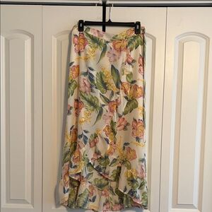 June & Hudson Asymmetrical Floral Skirt - Pink, Green, Yellow